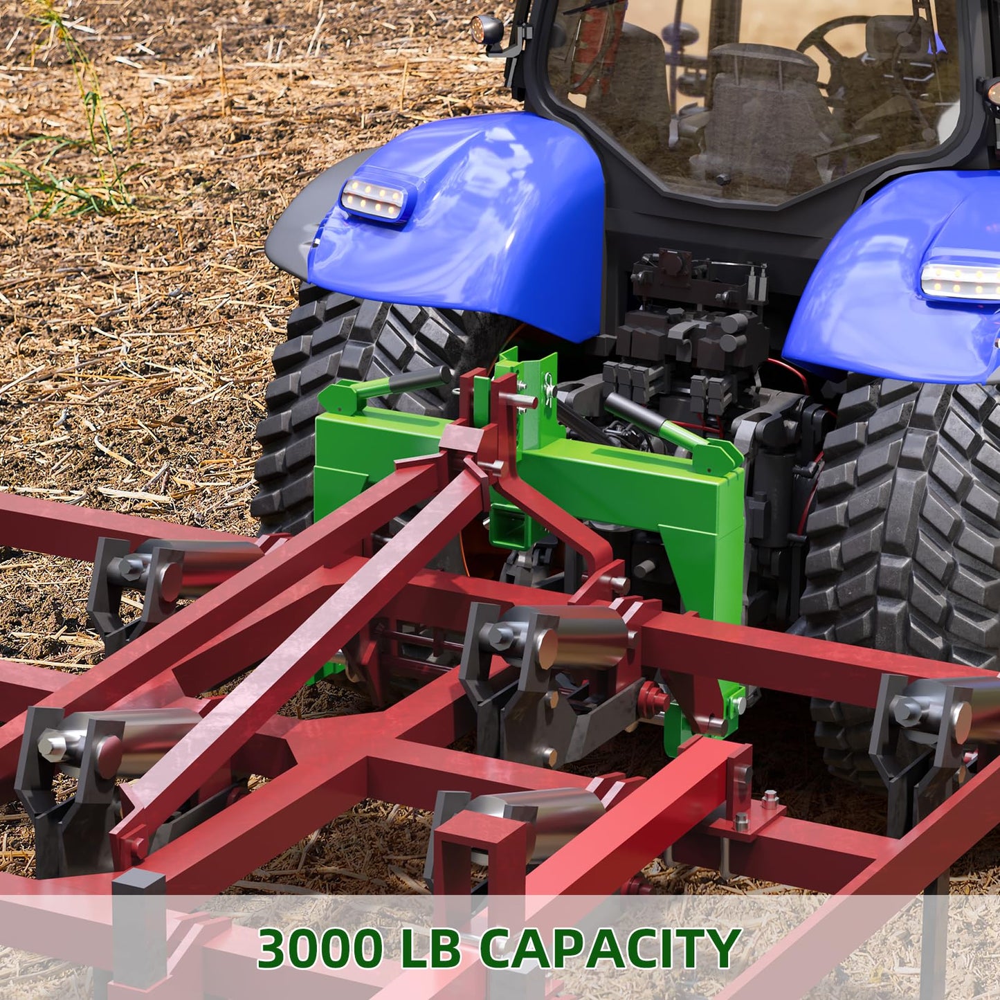 Garvee 3-Point Quick Hitch for Category 0 & 1 Tractors, 3000 lb Heavy-Duty Steel Quick Attach Hitch, Easy Install Tractor Implement Adapter, Green