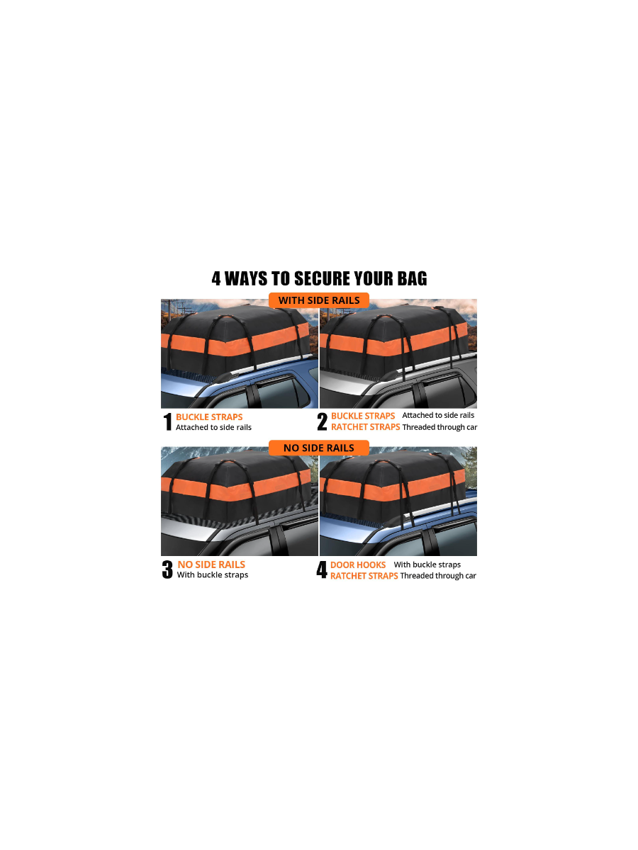 Garvee Car Rooftop Cargo Carrier Bag, 21 Cubic Feet Waterproof Roof Rack Bag, Fits All Cars with/without Rack, Large Storage, Black