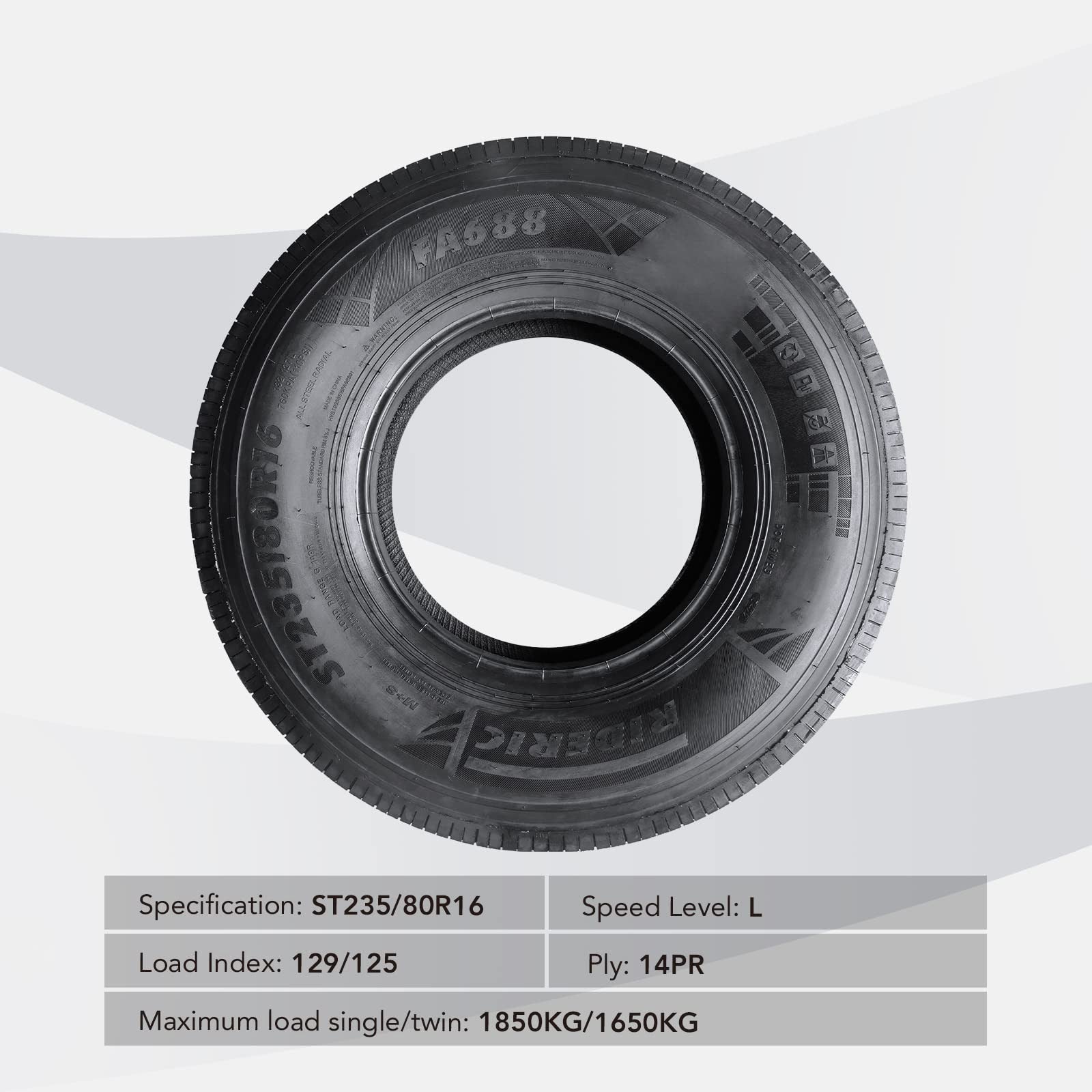 Garvee All Terrain Radial Tire,Set Of 2 All Season 235/80R16 14PR Heavy Duty Trailer Tire, Load Range G