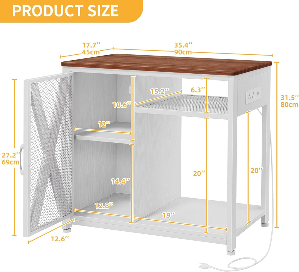 Garvee 40-50 Gallon Aquarium Stand, Fish Tank Stand with Power Outlets, Aquarium Cabinet for Fish Tank,Metal Fish Tank Stand with Storage Suitable for Turtle Tank, Reptile Terrarium, 660LBS Capacity, White