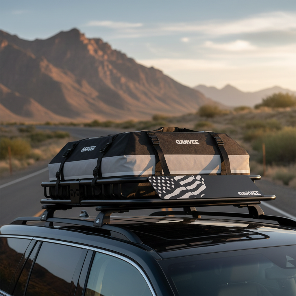 Garvee 51" x 36" Universal Roof Rack Basket With Waterproof Luggage Bag and Combination Lock For SUVs Trucks Vehicles, 200 Lbs Capacity, Black
