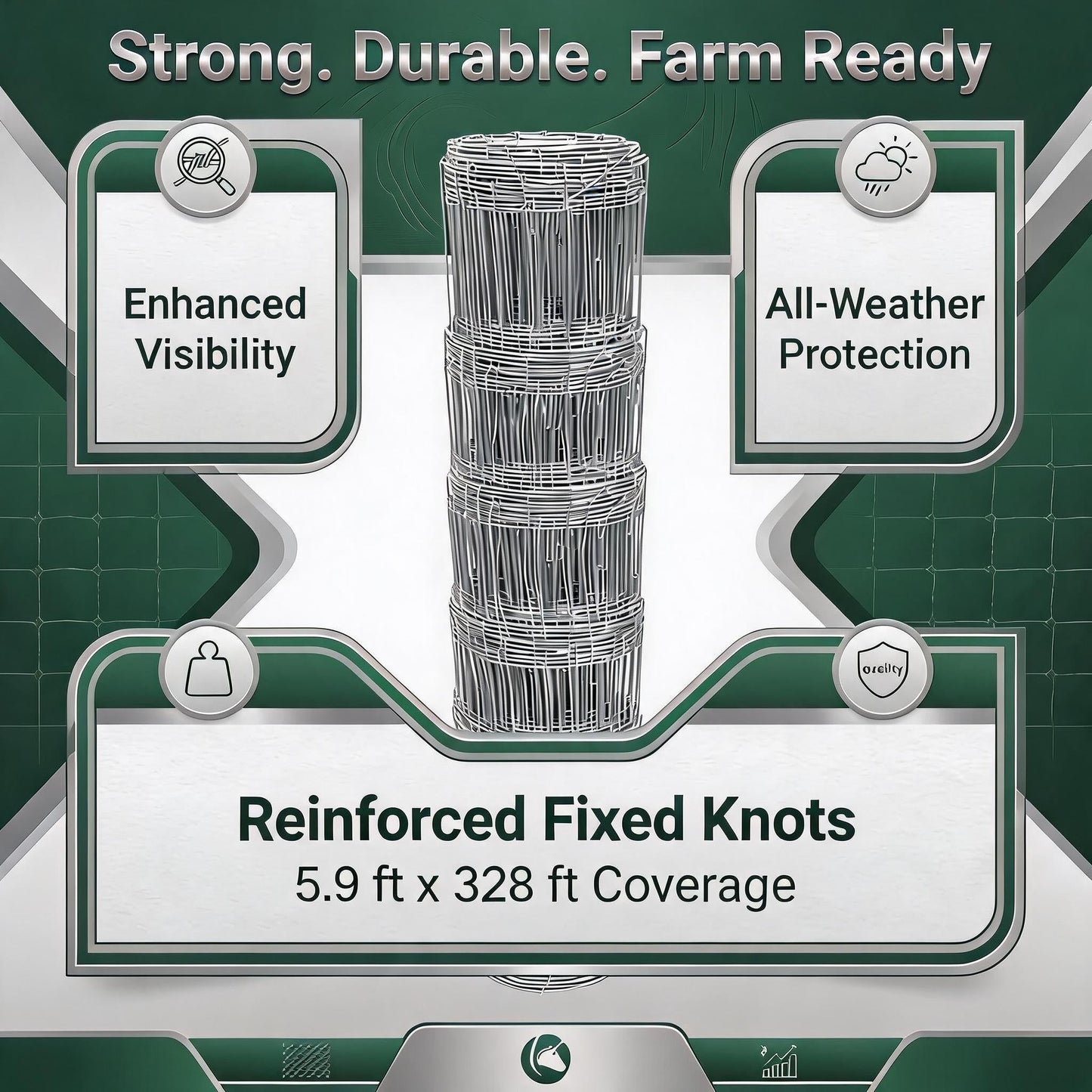 Garvee 5.9ft x 328ft Galvanized Cattle Fence, Fixed Knot Livestock Wire Fence, Heavy Duty Field Fence for Cattle Sheep Pig Deer, Rust Resistant Farm Fence for Pasture Garden