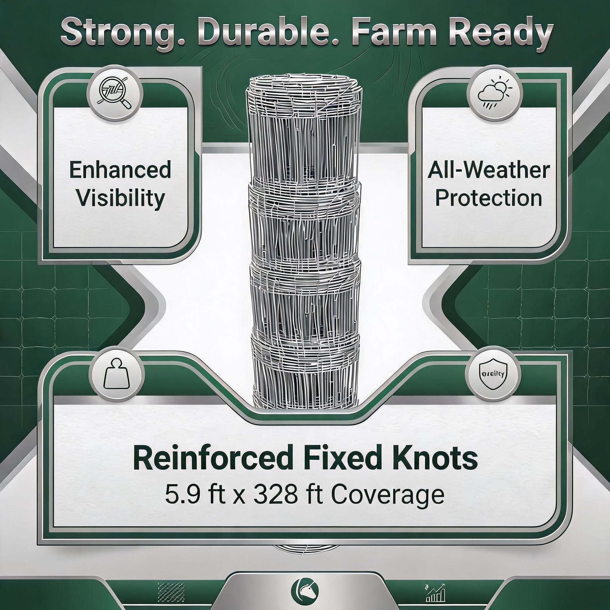 Garvee 5.9ft x 328ft Galvanized Cattle Fence, Fixed Knot Livestock Wire Fence, Heavy Duty Field Fence for Cattle Sheep Pig Deer, Rust Resistant Farm Fence for Pasture Garden