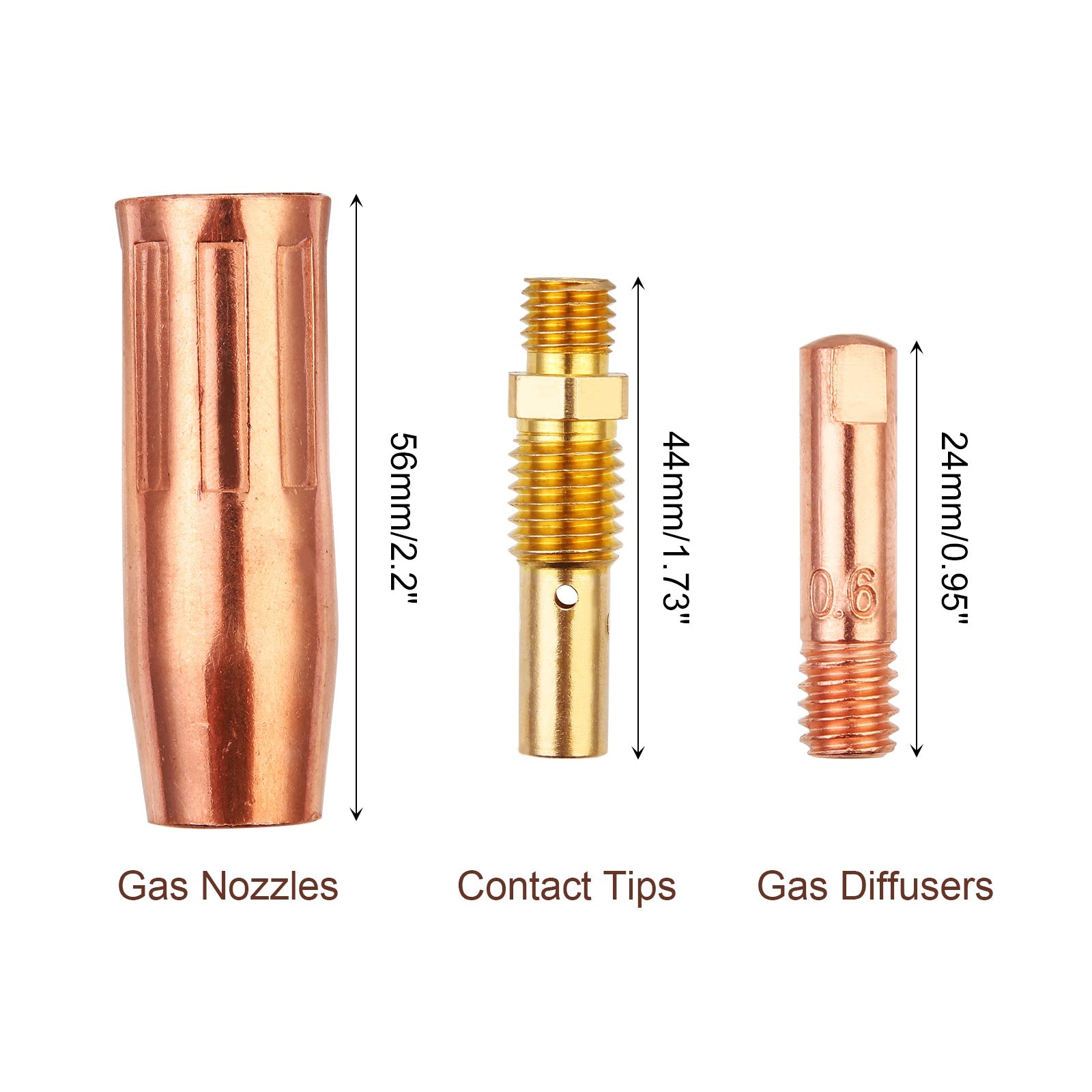 Garvee MIG Welding Gun Accessory Kit .023" Tip Nozzle Diffuser Replacement for Universal MIG Guns 24 Pieces