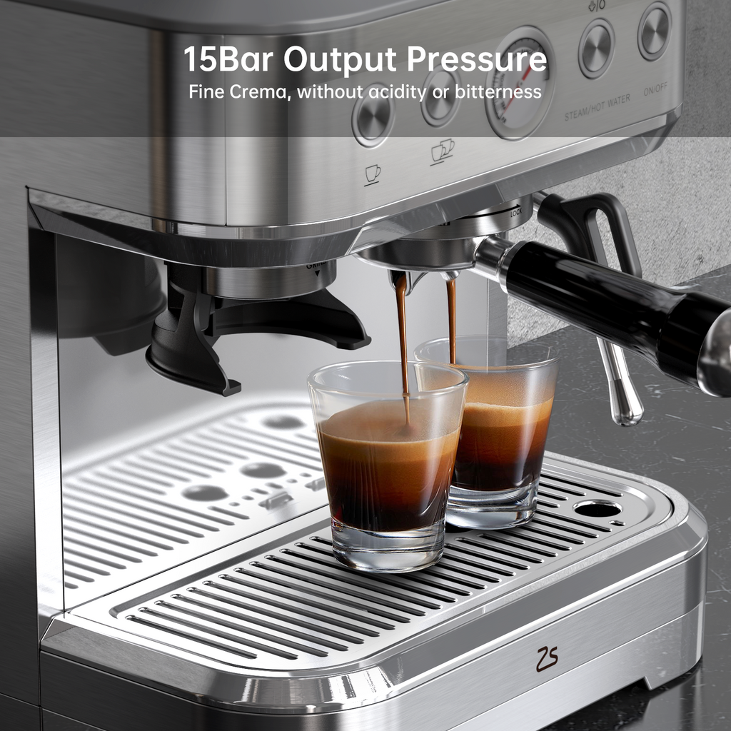Garvee All-in-One Espresso Machine with Milk Frother, Cappuccino Latte Coffee Maker for Home Barista, Built-In Bean Grinder,85oz Removable Water Tank,Gifts for Dad,Mom,Coffee Lover