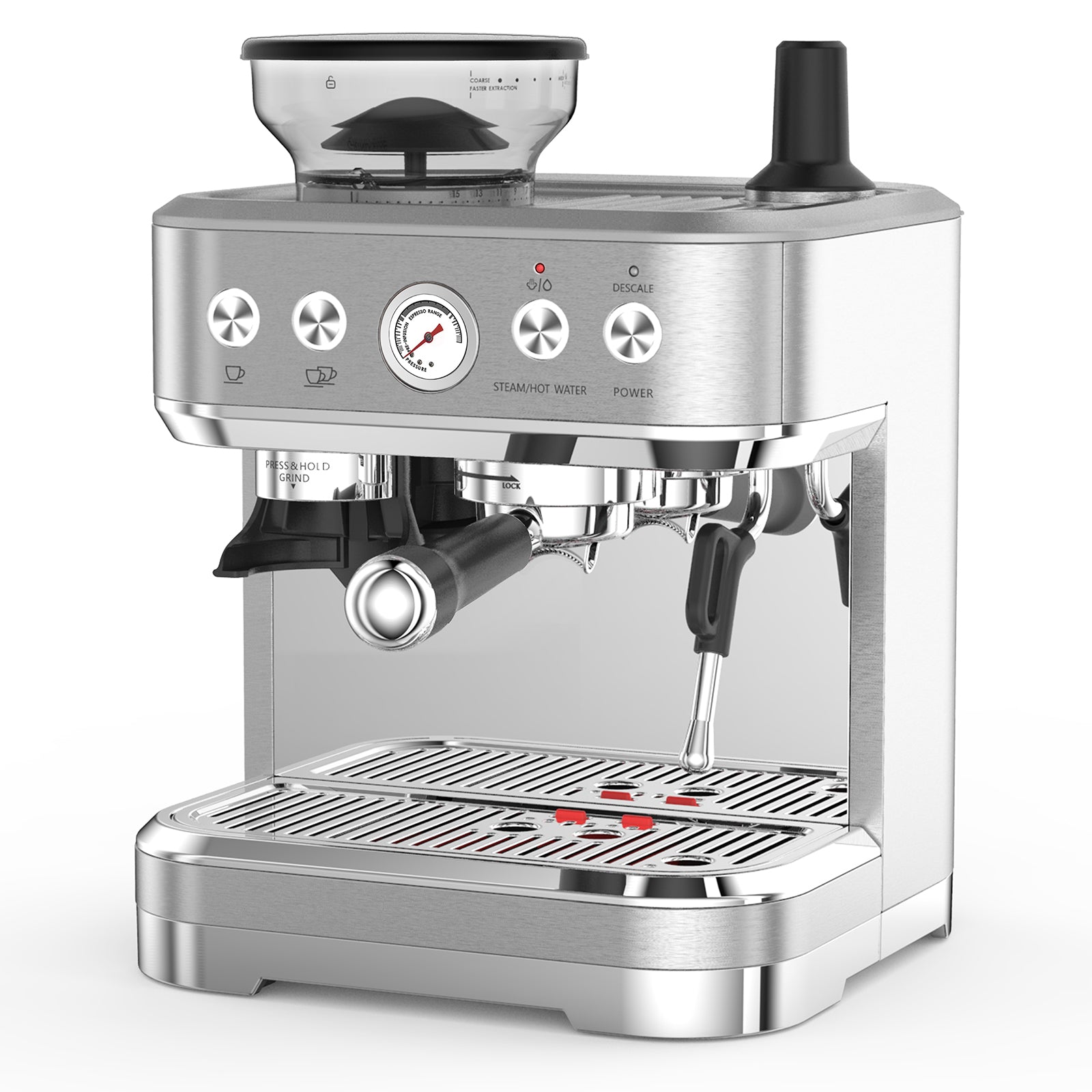 Garvee All-in-One Espresso Machine with Milk Frother, Cappuccino Latte Coffee Maker for Home Barista, Built-In Bean Grinder,85oz Removable Water Tank,Gifts for Dad,Mom,Coffee Lover