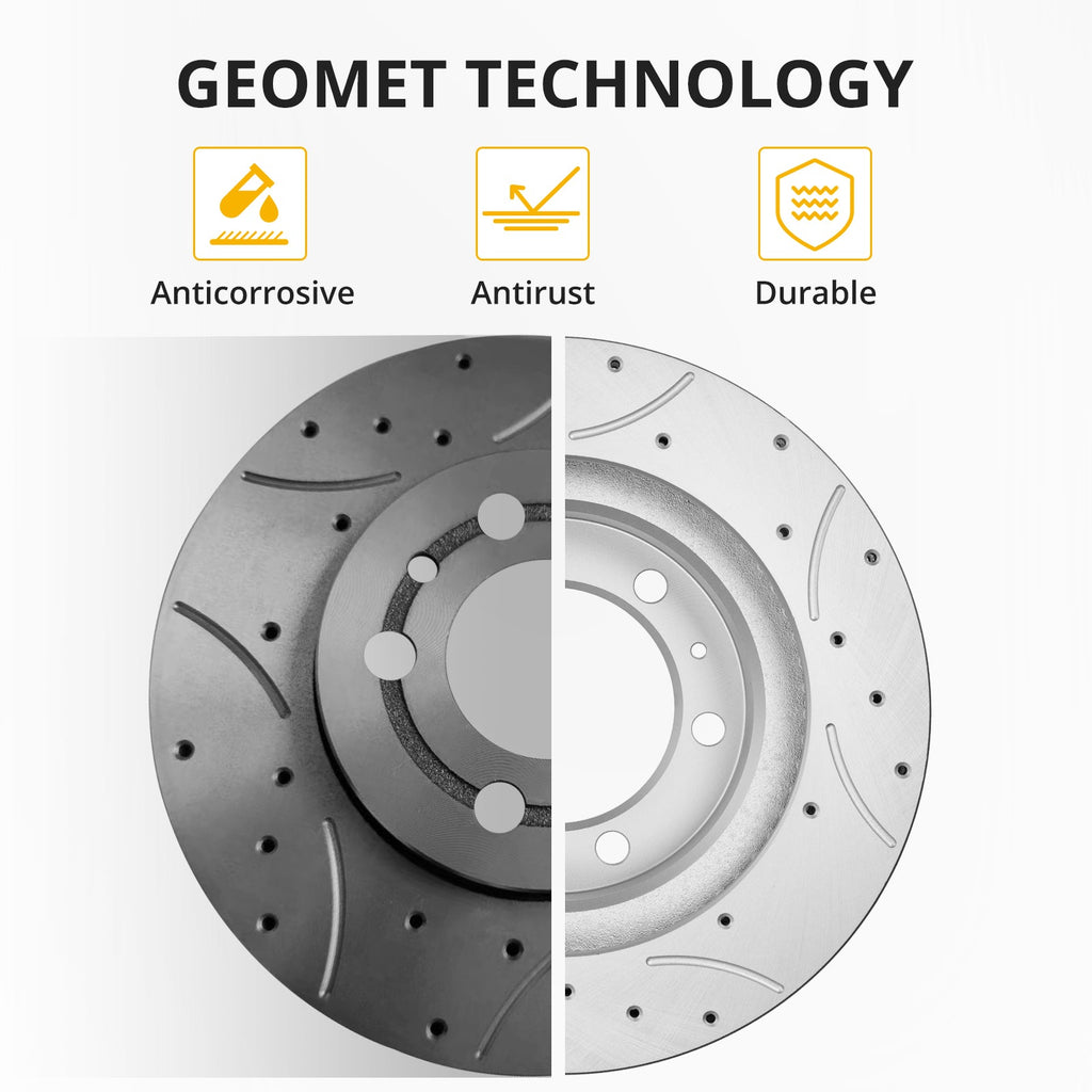 Garvee Premium Ceramic Disc Rear Brake Rotor Compatible With JEEP WRANGLER JK Rear Aluminum-Zinc Coated Durable Rust-Resistant