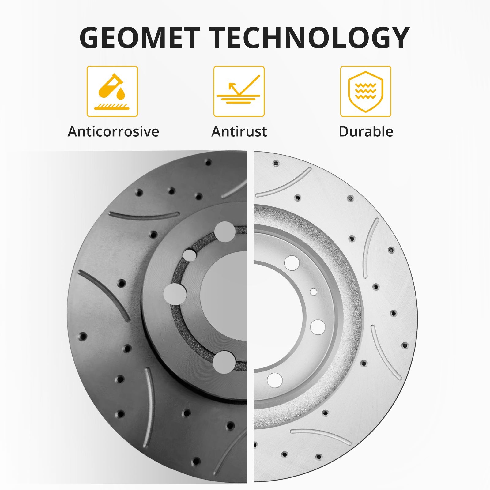Garvee Premium Ceramic Disc Rear Brake Rotor Compatible With JEEP WRANGLER JK Rear Aluminum-Zinc Coated Durable Rust-Resistant