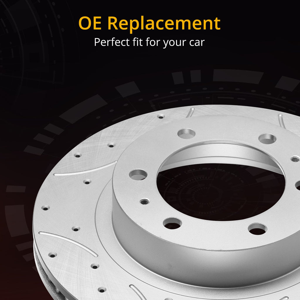 Garvee Premium Ceramic Disc Rear Brake Rotor Compatible With JEEP WRANGLER JK Rear Aluminum-Zinc Coated Durable Rust-Resistant