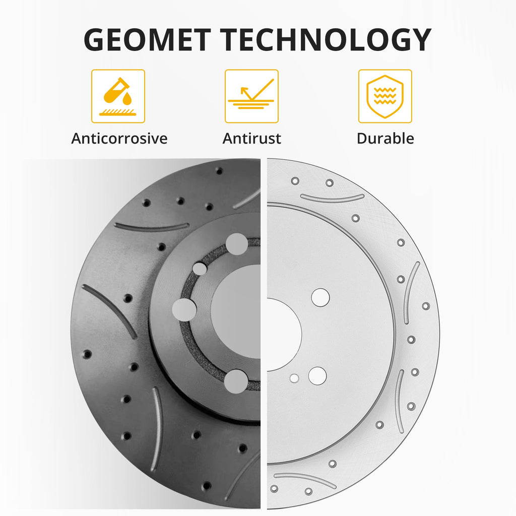 Garvee Premium Ceramic Disc Rear Brake Rotor Compatible With JEEP WRANGLER JEEP WRANGLER JK Rear Aluminum-Zinc Coating