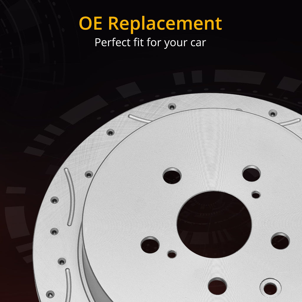 Garvee Premium Ceramic Disc Rear Brake Rotor Compatible With JEEP WRANGLER JEEP WRANGLER JK Rear Aluminum-Zinc Coating