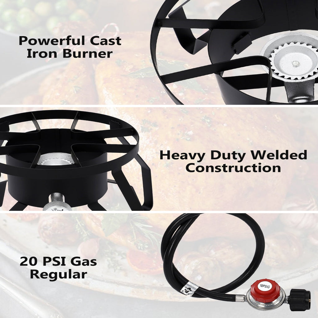 Garvee 14" Single Burner Propane Outdoor Stove - High Heat Portable Cooker for Home Brewing, Turkey Frying, Maple Syrup Preparation