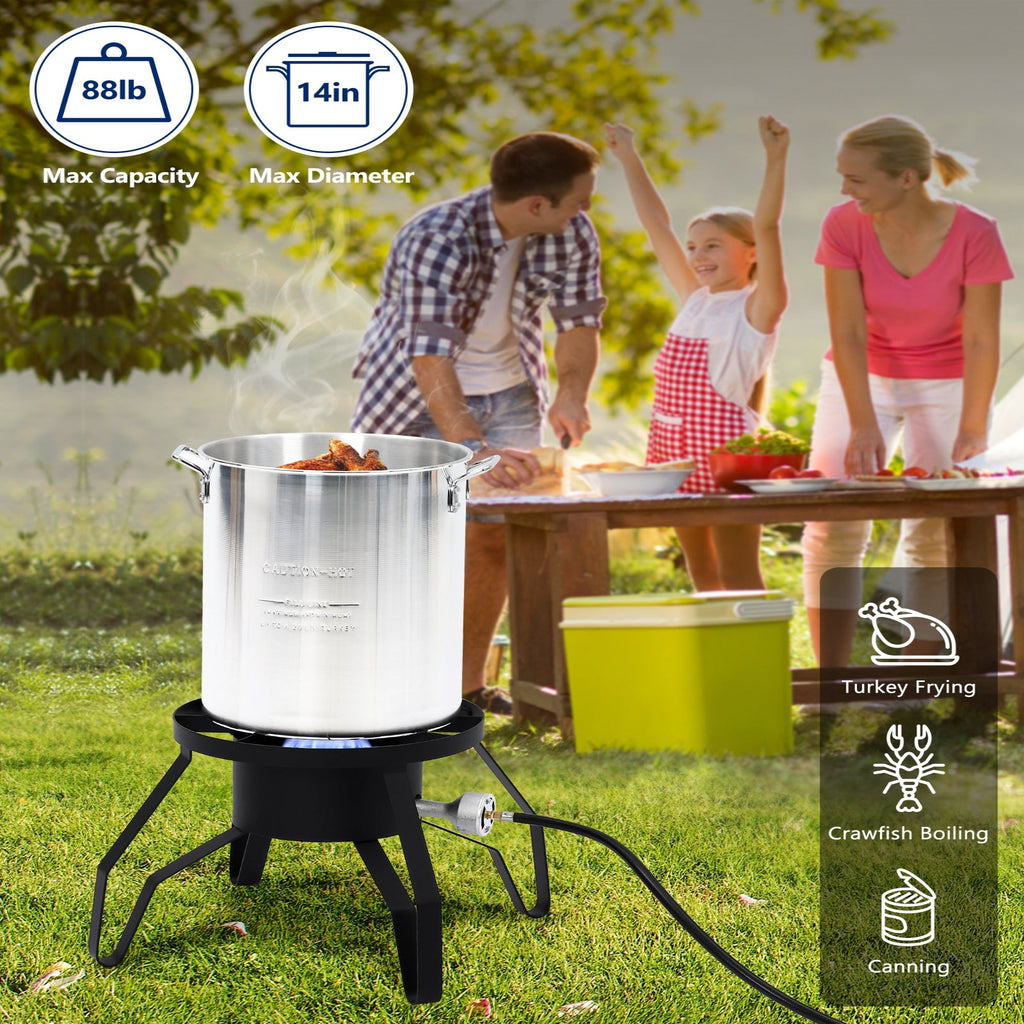 Garvee 14" Single Burner Propane Outdoor Stove - High Heat Portable Cooker for Home Brewing, Turkey Frying, Maple Syrup Preparation