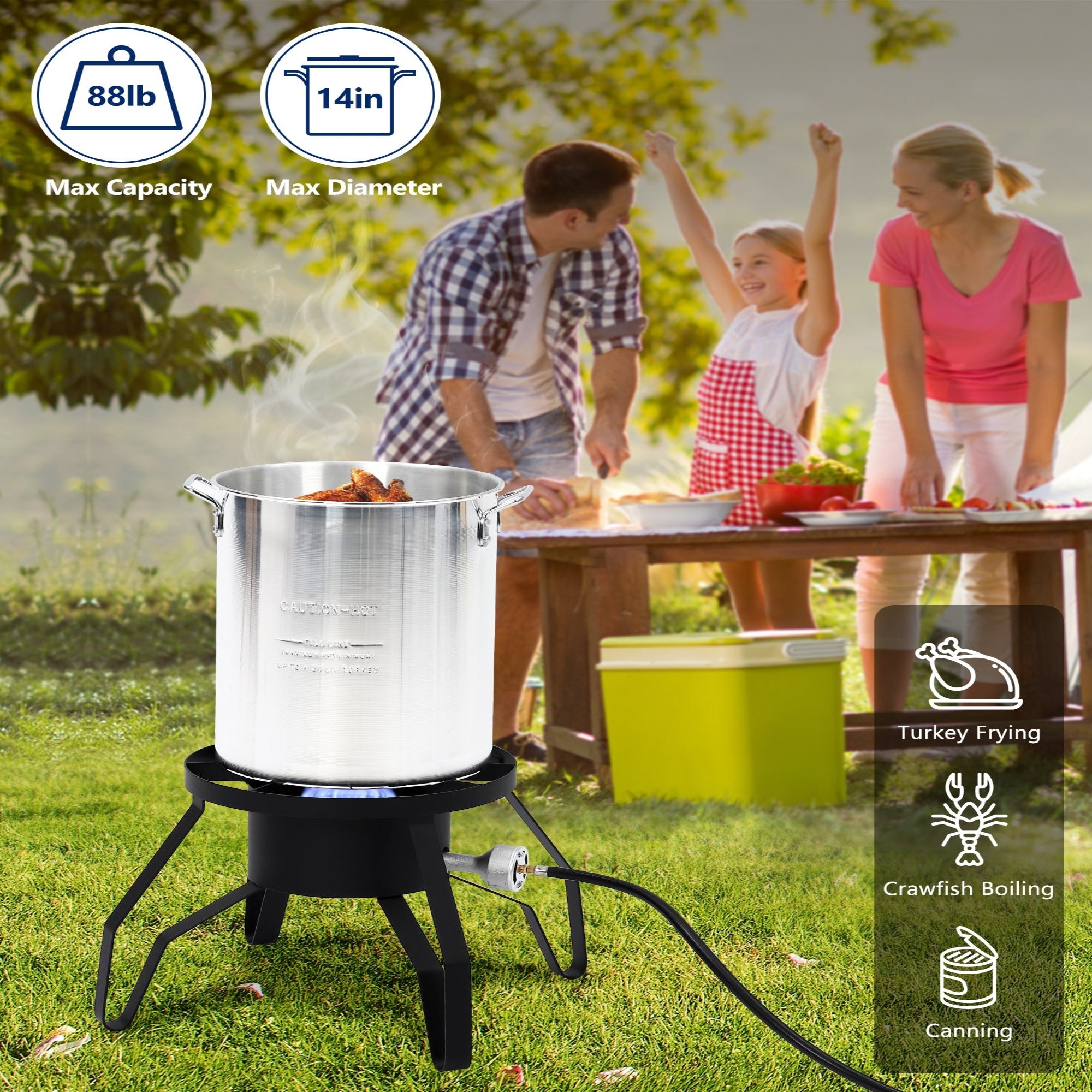 Garvee 14" Single Burner Propane Outdoor Stove - High Heat Portable Cooker for Home Brewing, Turkey Frying, Maple Syrup Preparation