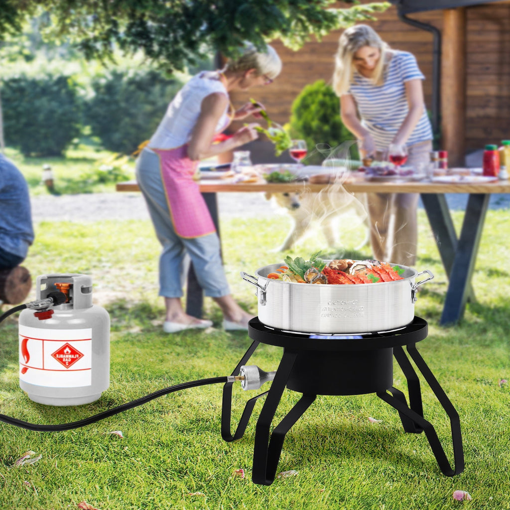 Garvee 14" Single Burner Propane Outdoor Stove - High Heat Portable Cooker for Home Brewing, Turkey Frying, Maple Syrup Preparation