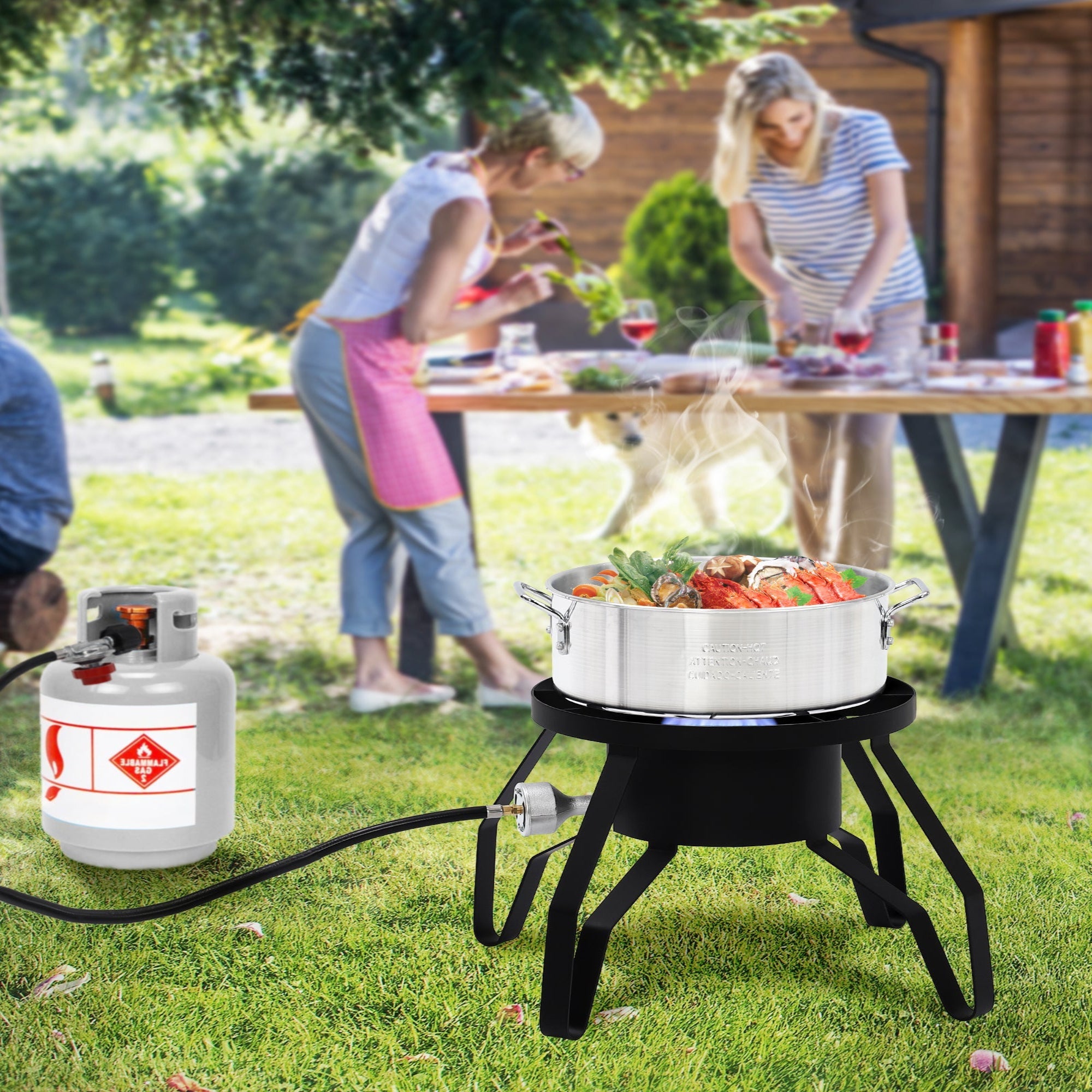 Garvee 14" Single Burner Propane Outdoor Stove - High Heat Portable Cooker for Home Brewing, Turkey Frying, Maple Syrup Preparation