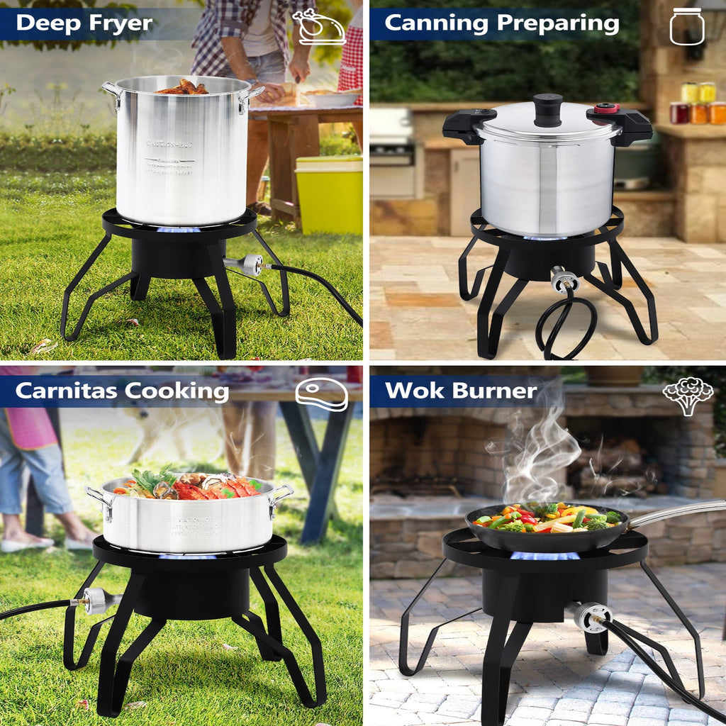 Garvee 14" Single Burner Propane Outdoor Stove - High Heat Portable Cooker for Home Brewing, Turkey Frying, Maple Syrup Preparation