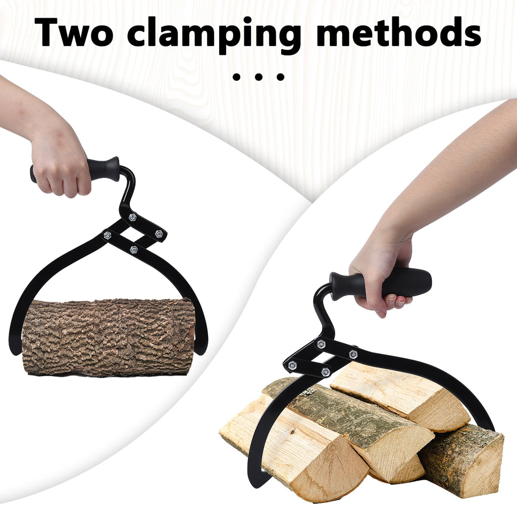 Garvee 10 Inch Log Tongs Handheld Logging Skidding Tool with Non-Slip Grip and Sharp Steel Jaws for Secure Log Handling, Portable Steel, Includes Gloves, Suitable for Outdoor Logging