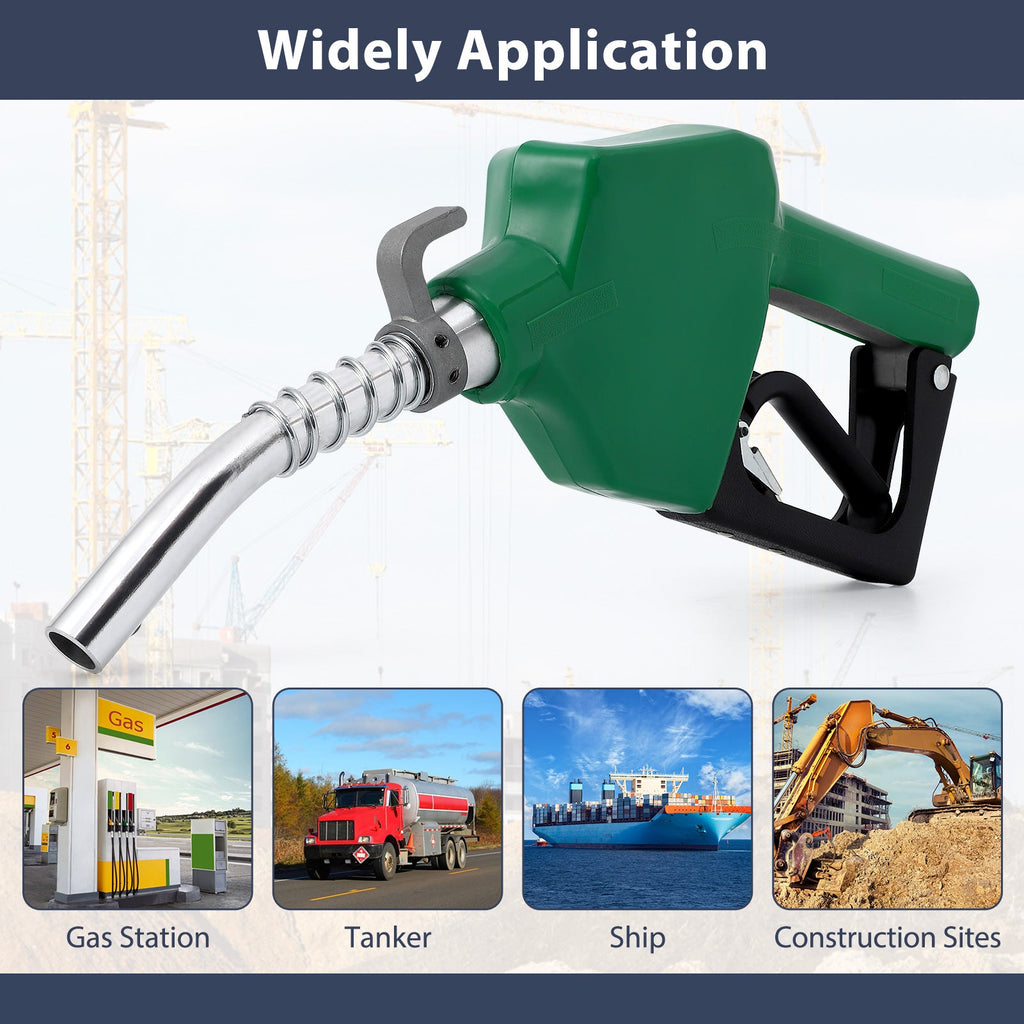 Garvee Automatic Fuel Nozzle, 3/4" NPT Inlet Thread & 13/16" Spout, 11 GPM Max Flow Rate, Auto Shut Off, Aluminum & PVC Gas Pump Handle with 360° Swivel for Gasoline Diesel Kerosene Refilling