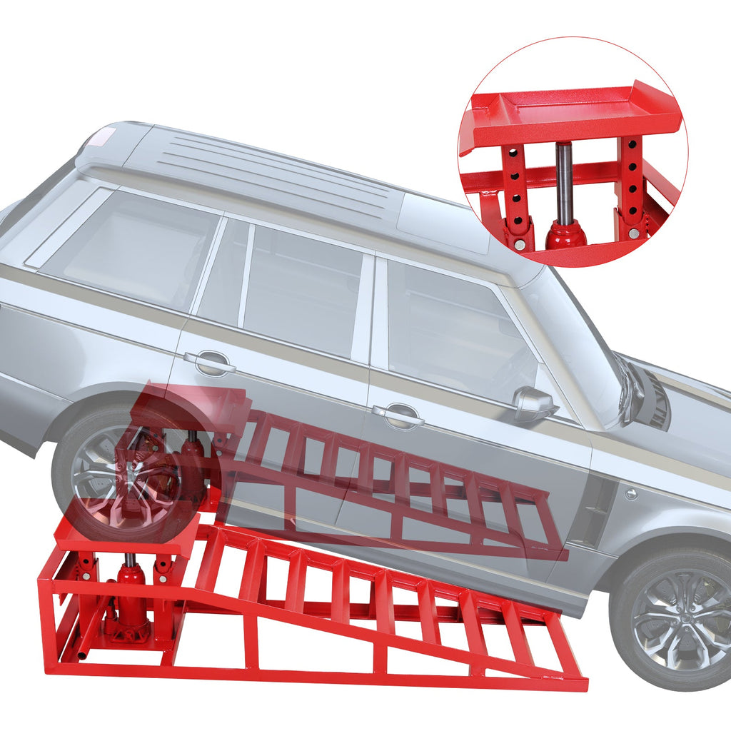 Garvee 5T 10000lbs Hydraulic Auto Service Ramps, 1 Pack, Garage Red