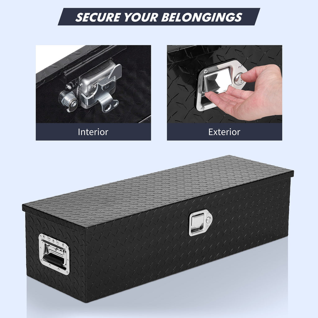 Garvee 48"X15"X15" Aluminum Truck Tool Box for Pickup Truck Bed RV Toolbox, Heavy Duty Tool Storage Box, Waterproof Storage Organizer Chest with Handle and Lock,  Black -No Sliding Box