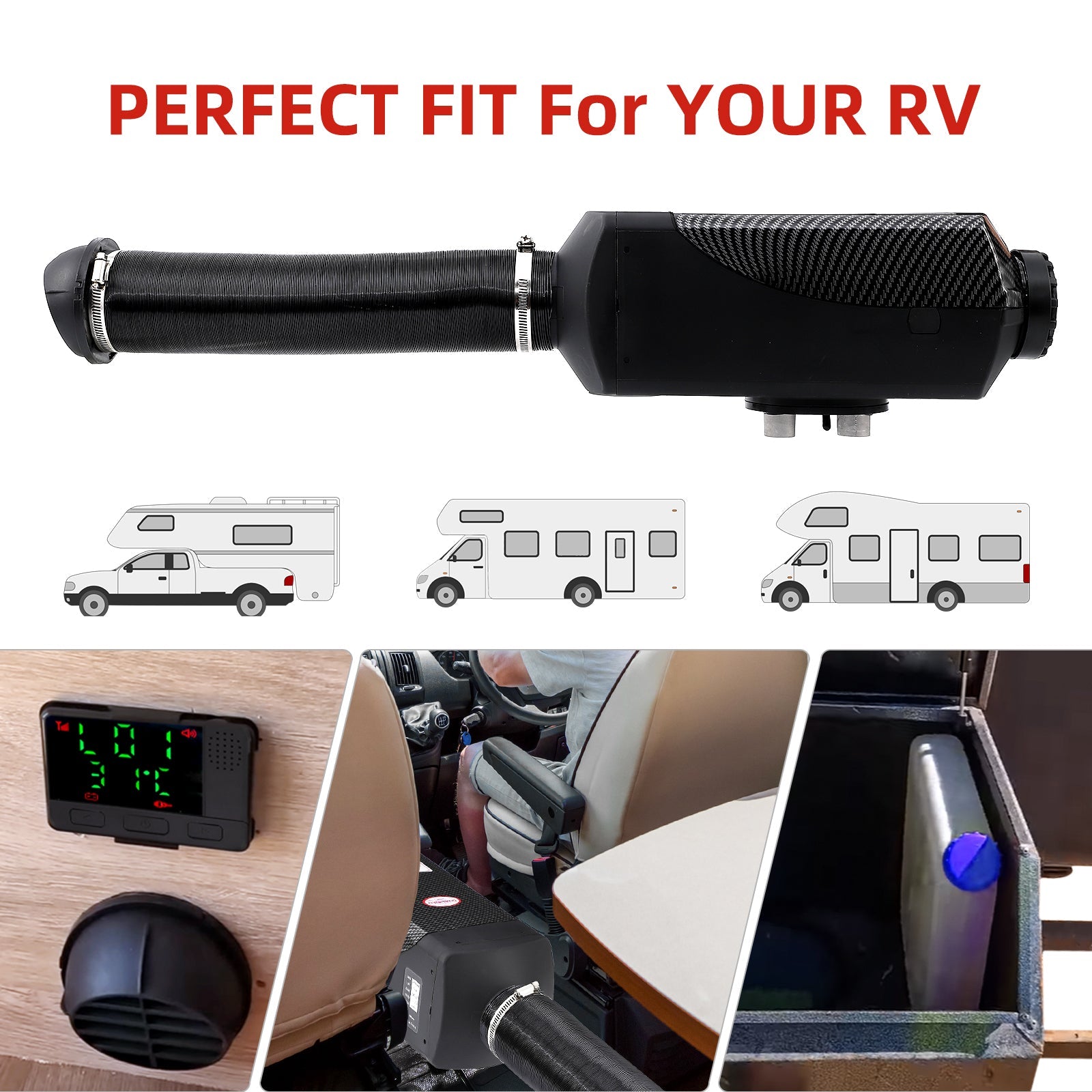 Garvee Diesel Air Heater 12V with 15L Tank & Muffler, Diesel Heater 8KW, Diesel Parking Heater with LCD Thermostat Monitor & Remote Control for Trucks, Trailer, Boat and Motor-Home