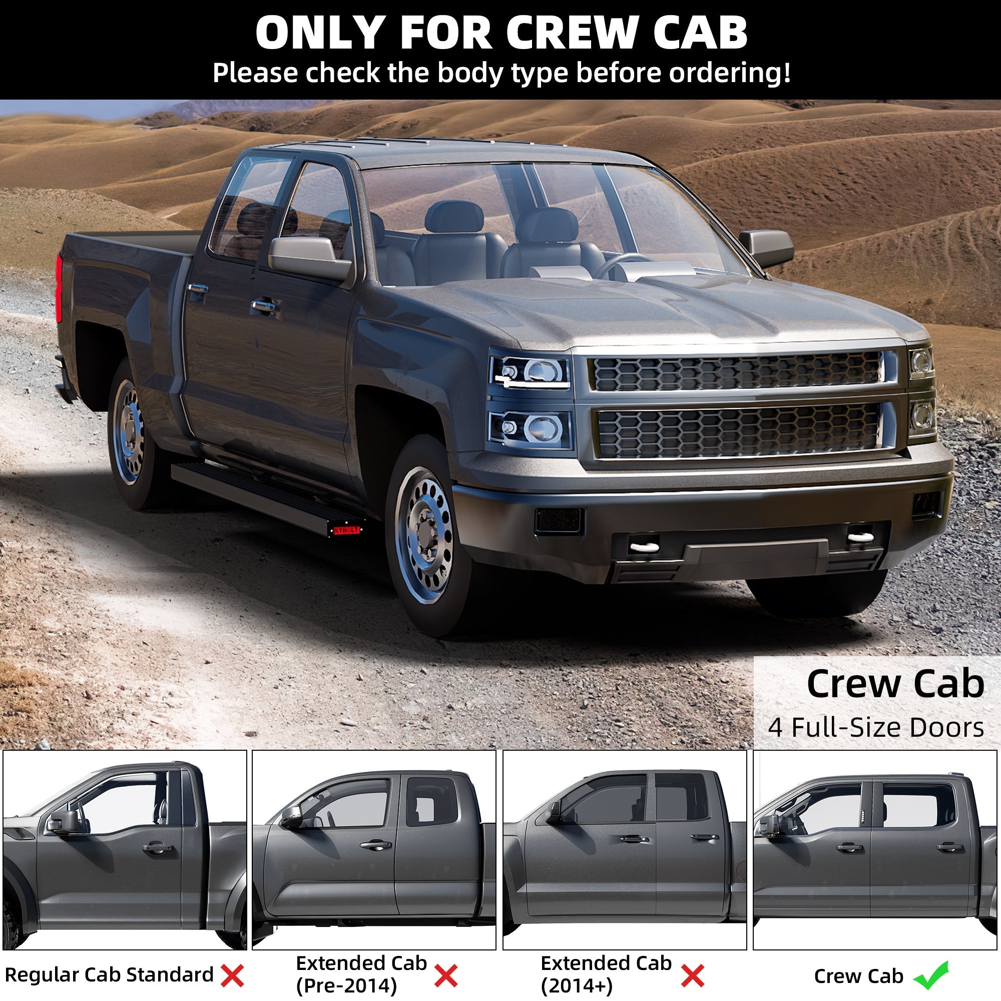 Garvee 6.5 Inch Running BoardsCompatible With 2015-2025 Chevy Colorado GMC Canyon Crew Cab Aluminum Side Steps Nerf Bars Black