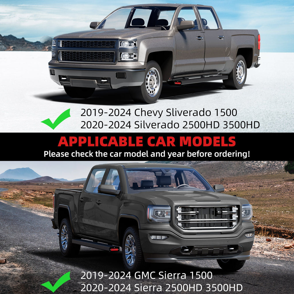 Garvee 6.5 Inch Running Boards Aluminum Side Steps Compatible with 2019-2025 Chevy Silverado GMC Sierra Crew Cab Wide Black