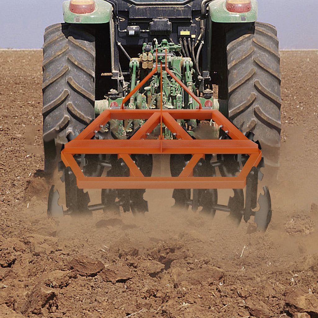 Garvee 5ft Disc Harrow Plow Tractor Attachment – 3-Point Hitch, 16” Notched Discs for Field Cultivation & Soil Preparation