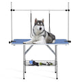 Garvee 48" Dog Grooming Table Adjustable Height Pet Drying Desktop Foldable Pet Grooming Table with Arms, Nooses, Mesh Tray, Foldable Pet Station Max Capacity Up to 330Lbs ,Blue