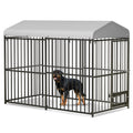 Garvee Large Outdoor Dog Kennel, Heavy Duty Dog Cage with Roof, Dog Kennel Galvanized Iron Dog House with Safety Locks, UV & Water Resistant Proof Cover, for Garden Backyard(8x4x6ft)