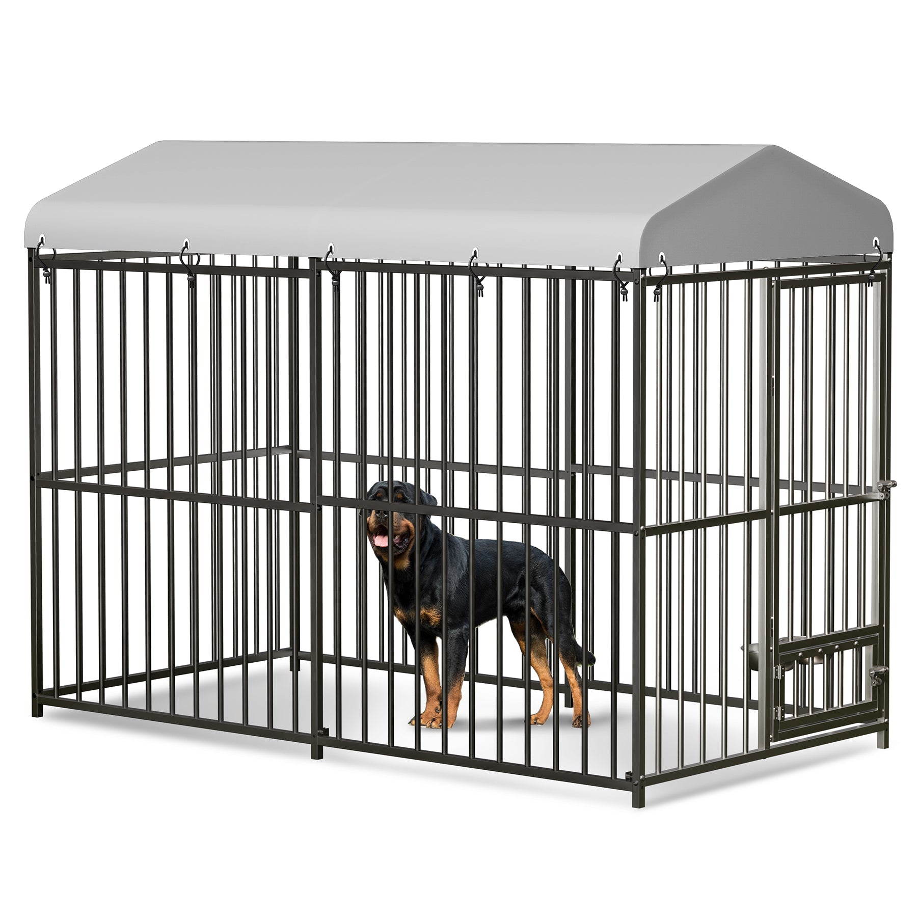 Garvee Large Outdoor Dog Kennel, Heavy Duty Dog Cage with Roof, Dog Kennel Galvanized Iron Dog House with Safety Locks, UV & Water Resistant Proof Cover, for Garden Backyard(8x4x6ft)