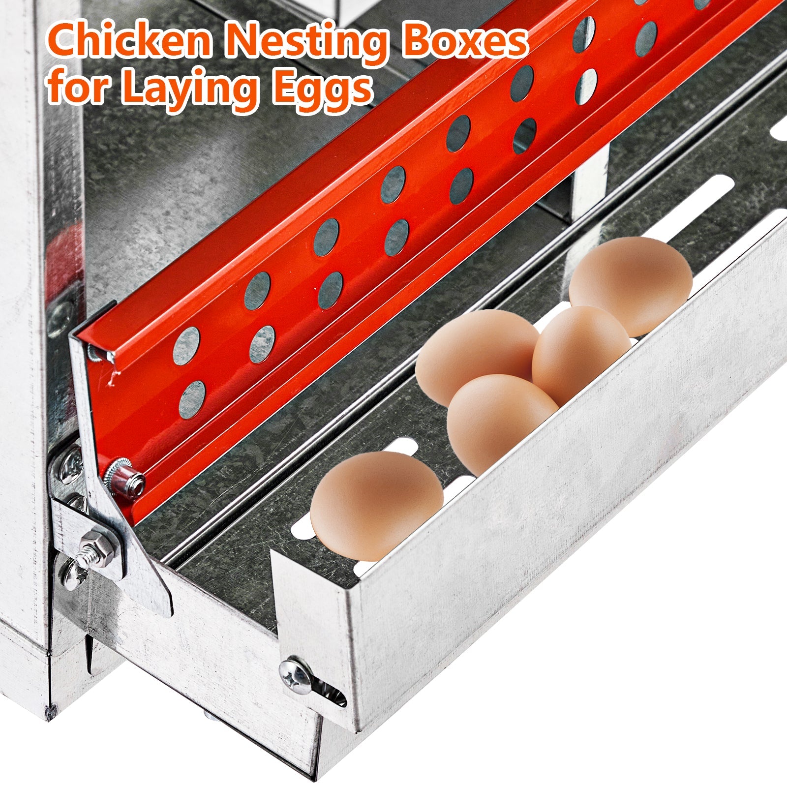 Garvee Chicken Nesting Boxes for Laying Eggs, 8 Compartment Metal Roll Out Away Nesting Boxes for Hens, Nesting Gift Boxes for Chickens Duck Poultry, Heavy Duty Chicken Coop with Perch