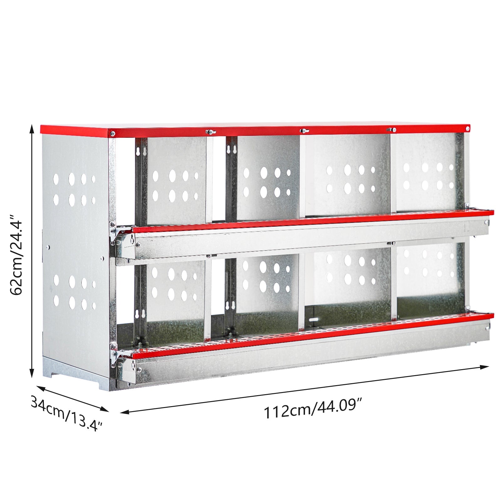 Garvee Chicken Nesting Boxes for Laying Eggs, 8 Compartment Metal Roll Out Away Nesting Boxes for Hens, Nesting Gift Boxes for Chickens Duck Poultry, Heavy Duty Chicken Coop with Perch