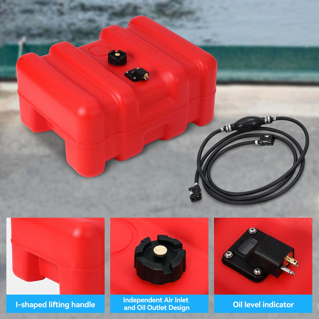 Garvee Marine Fuel Tank, 14-Gallon Outboard Marine Portable Fuel Tank with Fuel Line, I-Shaped Handle, Easy to Carry