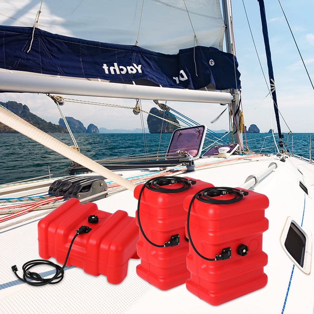 Garvee Marine Fuel Tank, 14-Gallon Outboard Marine Portable Fuel Tank with Fuel Line, I-Shaped Handle, Easy to Carry