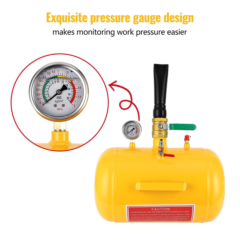 Garvee Air Tire Bead Seater, 5 Gallon Tire Bead Blaster Tool Inflator Tank w/Pressure Gauge & Handle, 120 Psi Heavy Duty Blaster Tool Seating Tire Inflator for Truck Atv, Yellow