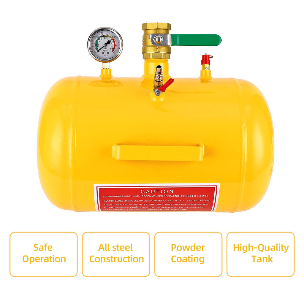 Garvee Air Tire Bead Seater, 5 Gallon Tire Bead Blaster Tool Inflator Tank w/Pressure Gauge & Handle, 120 Psi Heavy Duty Blaster Tool Seating Tire Inflator for Truck Atv, Yellow