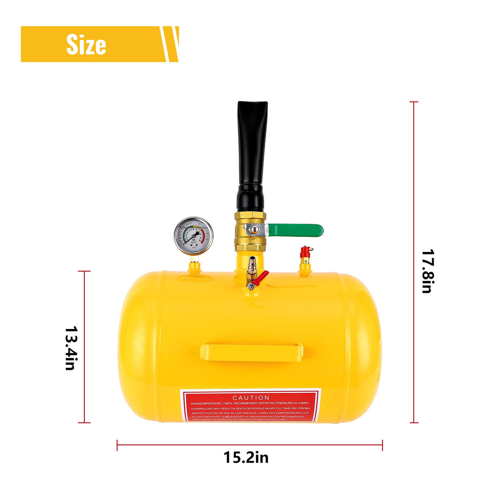 Garvee Air Tire Bead Seater, 5 Gallon Tire Bead Blaster Tool Inflator Tank w/Pressure Gauge & Handle, 120 Psi Heavy Duty Blaster Tool Seating Tire Inflator for Truck Atv, Yellow