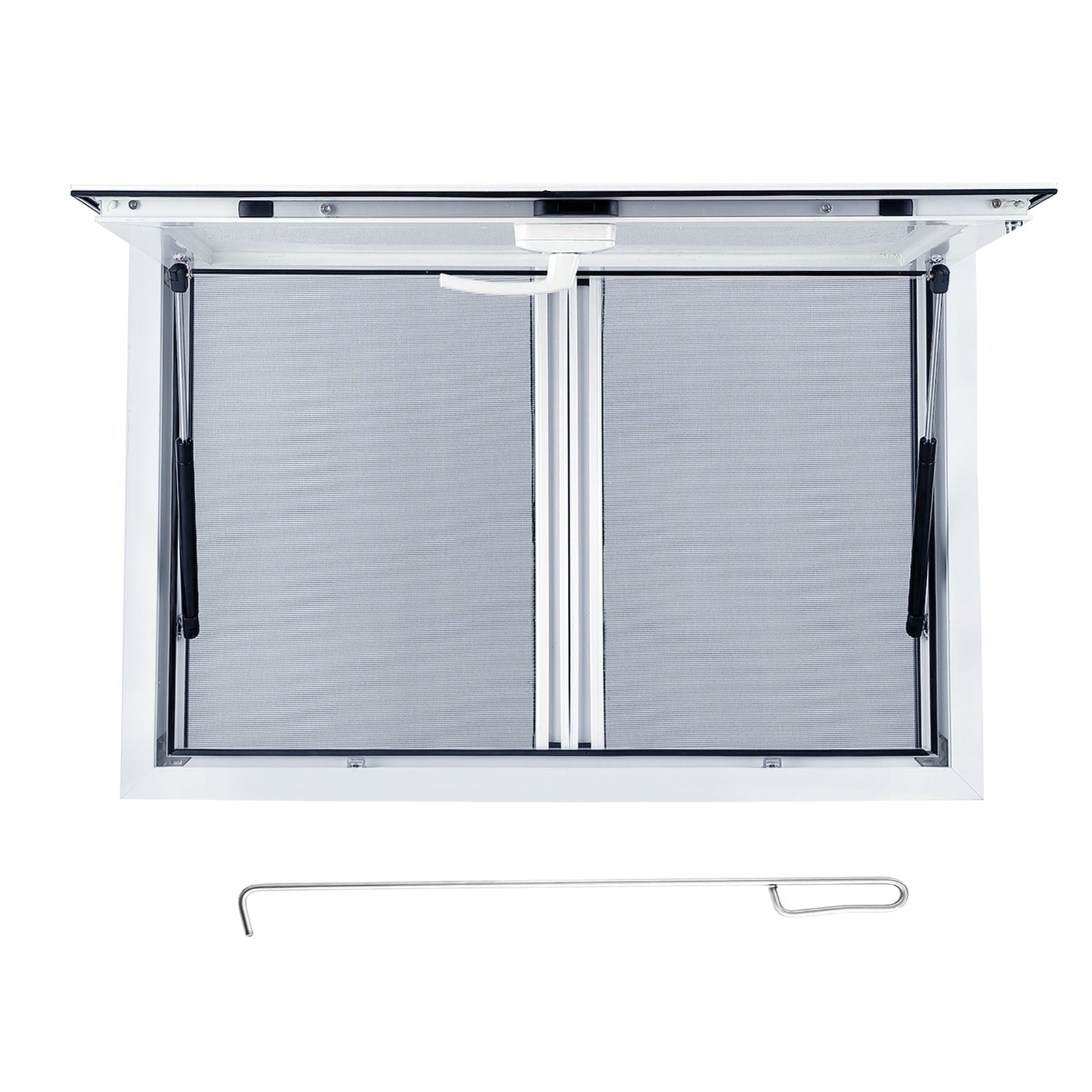 Garvee Concession Window, 60" W x 40" H Food Truck Service Window, Aluminum Alloy Serving Window with 2 Horizontal Sliding Screen Windows & Awning Door  (Glass Not Included)