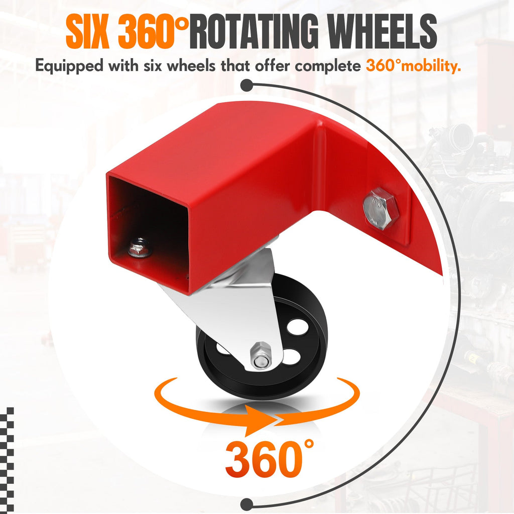 Garvee 2T Engine Hoist - 4000 lbs Folding Hydraulic Car Engine Crane Lifter, Cherry Picker with 6 Iron Caster Wheels, Red