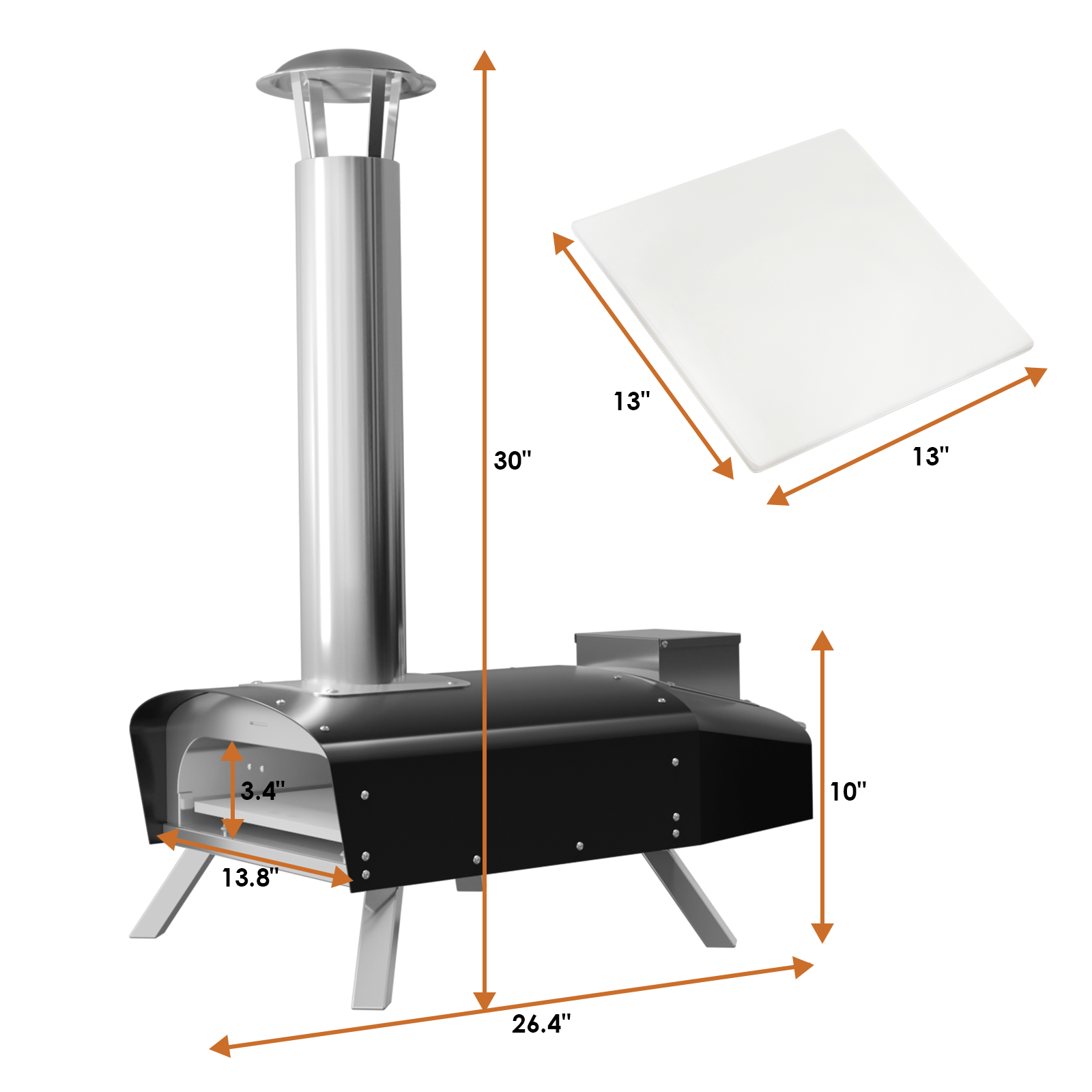Garvee 12-Inch Stainless Steel Outdoor Pizza Oven with Wood Pellet and Pizza Stone - Portable Wood Fired Pizza Stove for Camping, Parties, and Backyard Use (Black)