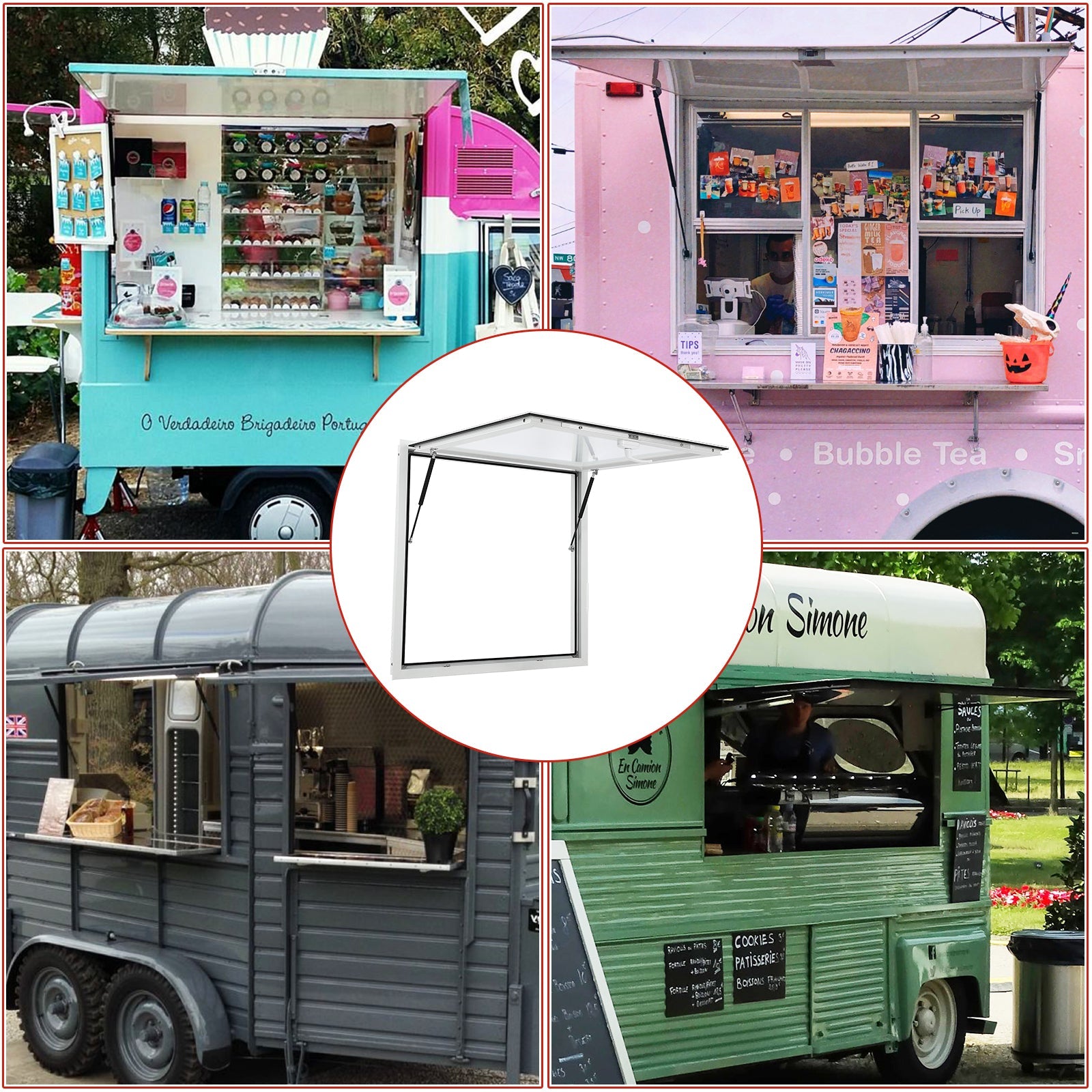 Garvee Concession Window, 36" x 36" Aluminum Alloy Food Truck Service Window, Concession Stand Serving Window Door with Double-Point Fork Lock, Concession Awning Door Up to 85 Degrees, Glass Not Included