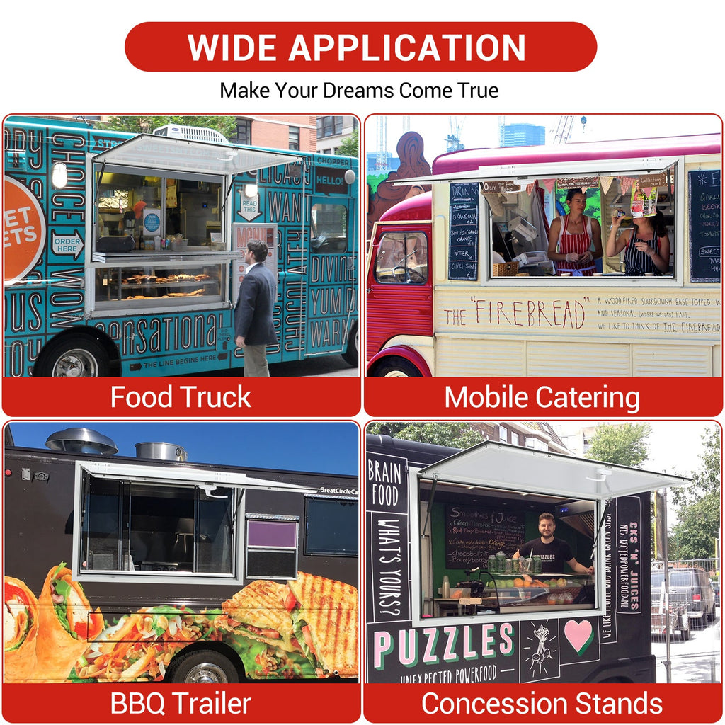 Garvee Concession Window, 48" x 36" Aluminum Alloy Food Truck Service Window, Concession Stand Serving Window Door with Double-Point Fork Lock, Concession Awning Door Up to 85 Degrees, Glass Not Included