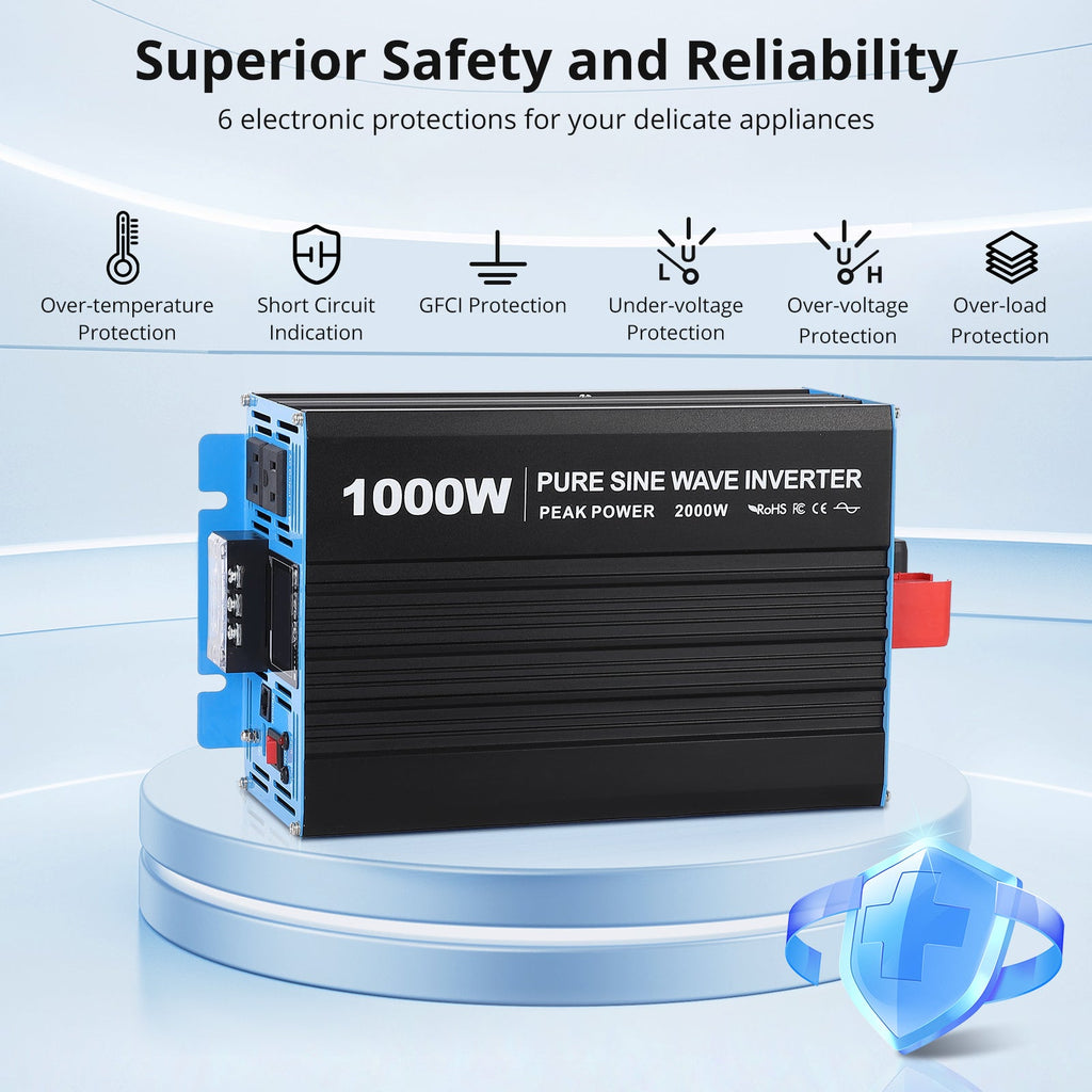 Garvee 3000W Pure Sine Wave Inverter With USB Port And Remote Controller For Home RV Truck 12V DC To 120V AC Converter