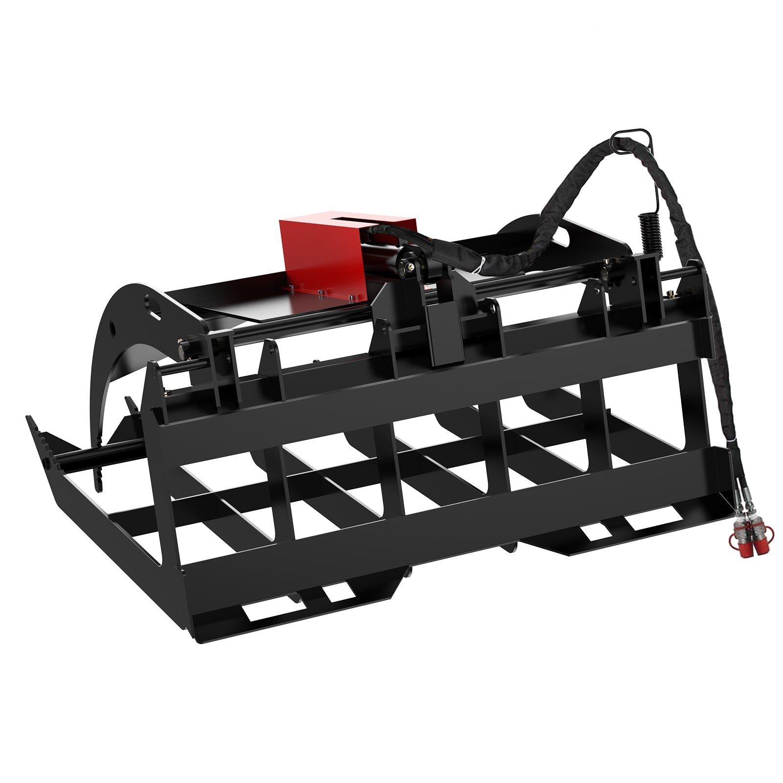 Garvee Attachments 48in Economy Skid Steer Root Grapple Bucket Attachment, 3/8in Thick Steel Frame, Quick Tach Mounting System