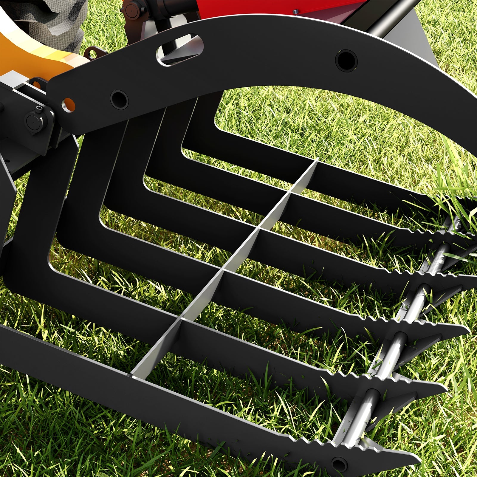Garvee Attachments 48in Economy Skid Steer Root Grapple Bucket Attachment, 3/8in Thick Steel Frame, Quick Tach Mounting System