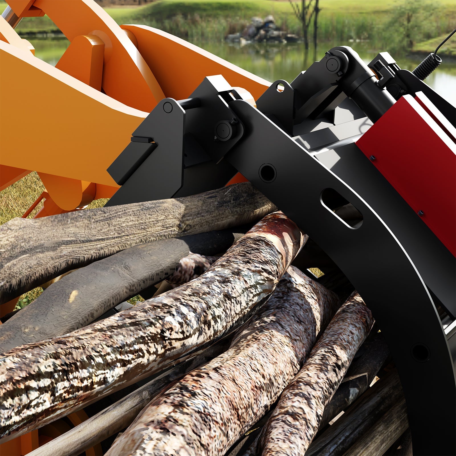 Garvee Attachments 48in Economy Skid Steer Root Grapple Bucket Attachment, 3/8in Thick Steel Frame, Quick Tach Mounting System