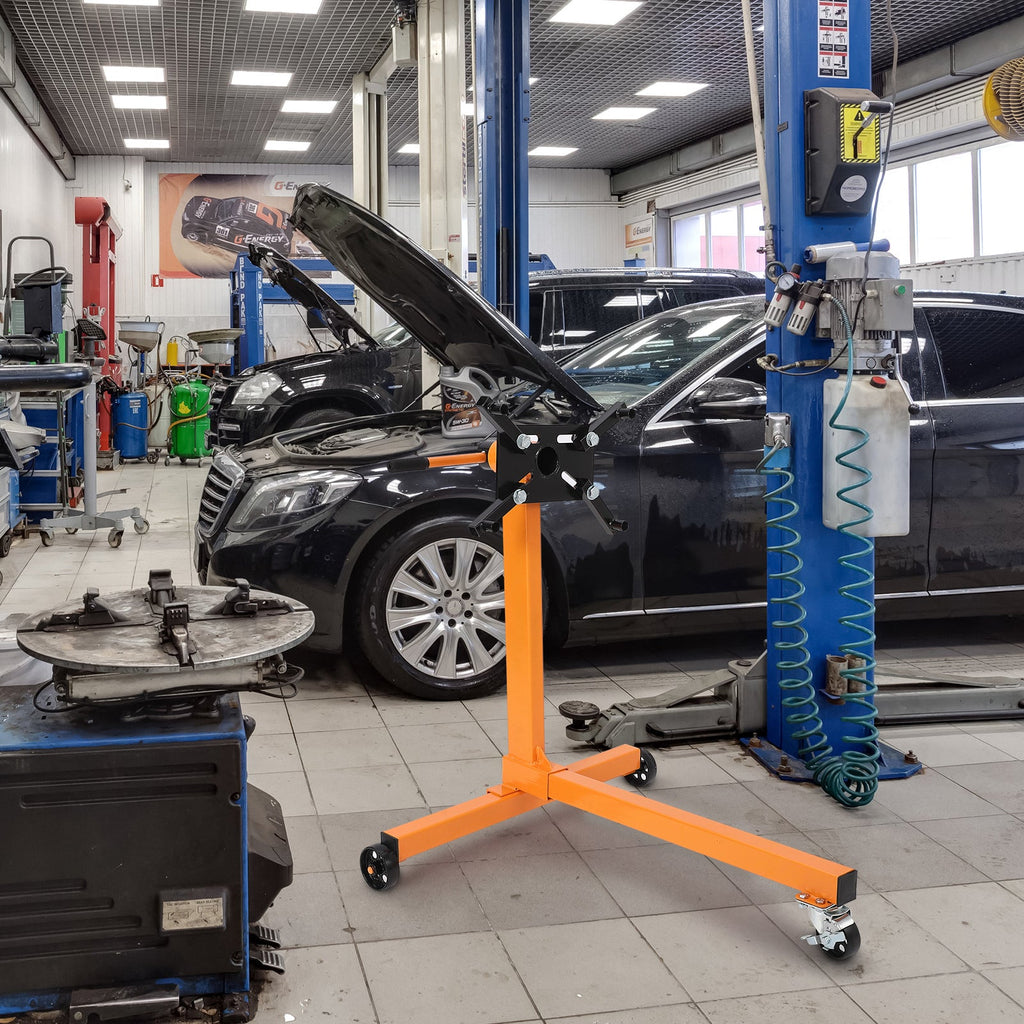 Garvee Rotating Engine Stand - 750LBS Steel Rotating Engine Stand with 360° Adjustable Mounting Head, Built-In Tool Tray, 4 Adjustable Arms