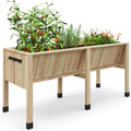 Garvee 46x24x31 in Wooden Raised Garden Bed with Legs & Hooks,13.7 in Planter Box, Non-Woven Liner, Outdoor Vegetable, Herb & Flower Planter